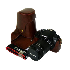 PU Leather Bag Bag Cover dengan Tripod Desain untuk Canon EOS 650D/600D/700D Kopi (Kamera Tidak Termasuk)