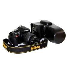 Kamera Kasus Penutup Pu Kulit Tas + Tripod Desain ForNikonD3200/D3100/D3300 (Hitam)-Internasional