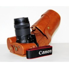 Kamera Kasus Penutup Pu Kulit Tas + Tripod DesignforCanonEOS-60D/70D Kopi (Kamera Tidak Termasuk) (Hitam) (Luar Negeri)-Internasional