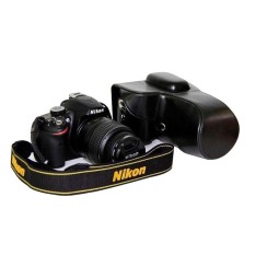 Kamera Kasus Penutup Pu Kulit Tas + TripodDesignforNikonD3200/D3100/D3300 (Hitam)-Internasional