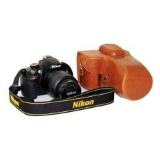 Kamera Kasus Penutup Pu Kulit Tas + TripodDesignforNikonD3200/D3100/D3300 (Coklat)-Internasional