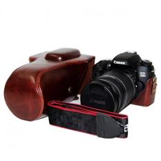PU Leather Camera Case untuk Canon 600D/650D/700D/760D 18-55mm 18-135mm 18-200mm Lensa (Kopi) -Intl