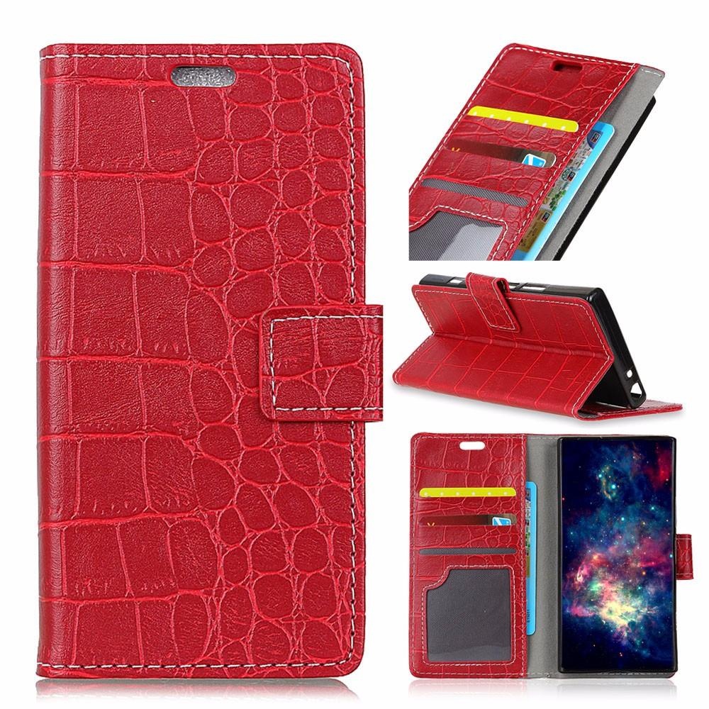 PU Leather Crocodile Pattern Wallet Case Cover for Fujitsu Arrows M04 (Red) - intl