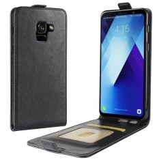 PU Leather Flip Cover Case for Samsung Galaxy A7 2018 (Black)
