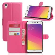 PU Kulit Flip Penutup Tiang Dudukan untuk OPPO R9/OPPO F1 Plus (Hot Pink)-Intl