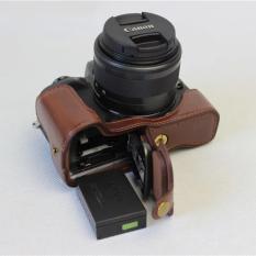 PU Leather Half Body Set Bottom Case Cover Camera Hard Bag For Canon EOS M5 EOSM5 Camera (Coffee) - intl