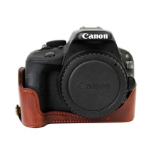 PU Leather Half Camera Case untuk Canon EOS 100D/KISS X7-Intl