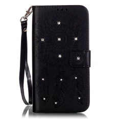 PU Kulit Mewah 3D Fashion Kristal Kelap-kelip Buatan Tangan Berlian Imitasi Stand Kartu Kredit ID Pemegang Flip Pelindung Dompet untuk Samsung Galaxy S6 Edge Plus (hitam) -Intl