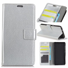 PU Leather Wallet Case Cover for Samsung Galaxy J7 Plus / Galaxy C7 2017 (Silver)