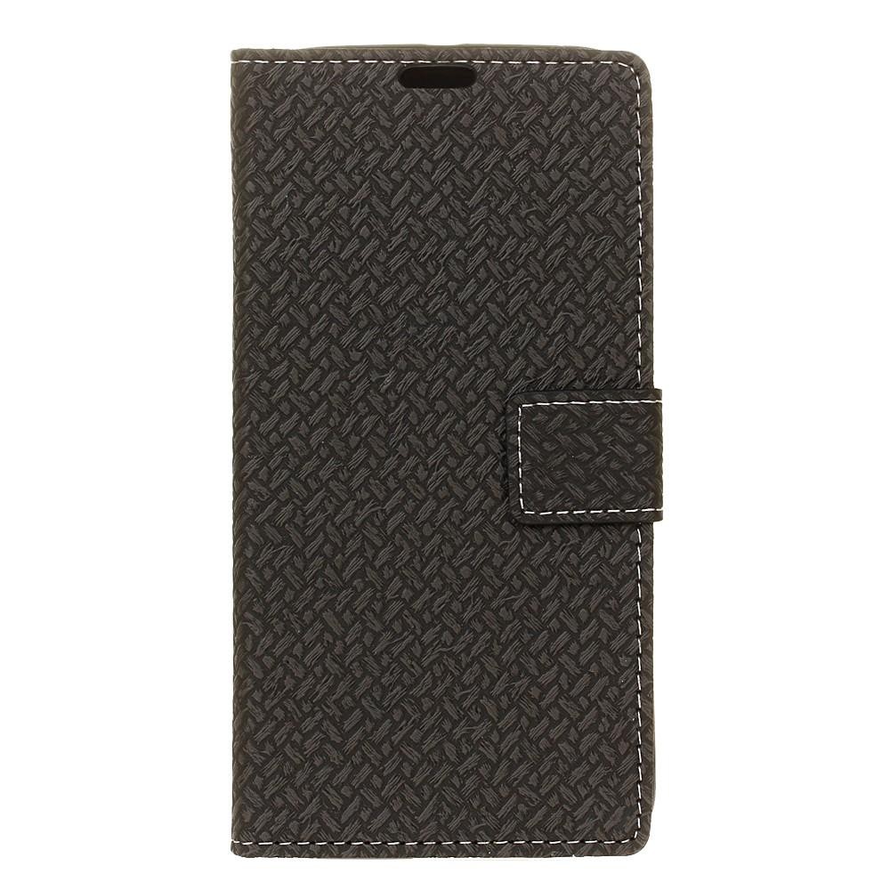 PU Leather Woven Pattern Wallet Case Cover for Fujitsu Arrows NX F-01K (Black) - intl