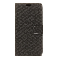PU Leather Woven Pattern Wallet Case Cover for Sharp Android One X1 (Black) - intl
