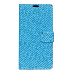 PU Leather Woven Pattern Wallet Case Cover for Sharp Android One X1 (Blue) - intl