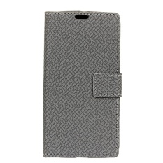 PU Leather Woven Pattern Wallet Case Cover for Sharp Android One X1 (Grey) - intl