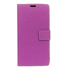 PU Leather Woven Pattern Wallet Case Cover for Sharp Android One X1 (Purple) - intl