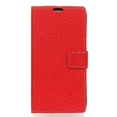 PU Leather Woven Pattern Wallet Case Cover for Sharp Android One X1 (Red) - intl