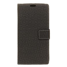 PU Leather Woven Pattern Wallet Case Cover for Sharp Aquos R Compact SHV41 (Black) - intl