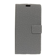 PU Leather Woven Pattern Wallet Case Cover for Sharp Aquos Sense SHV40 SH-01K (Grey) - intl