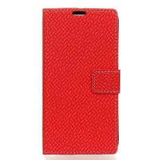 PU Leather Woven Pattern Wallet Case Cover for Sharp Aquos Sense SHV40 SH-01K (Red) - intl