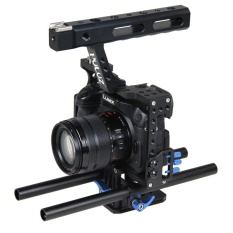 PULUZ Menangani Video Kamera Cage Steadicam Stabilizer untuk Sony A7 dan A7S dan A7R dan A7R II dan A7S II, Panasonic Lumix DMC-GH4 (Biru)-Intl