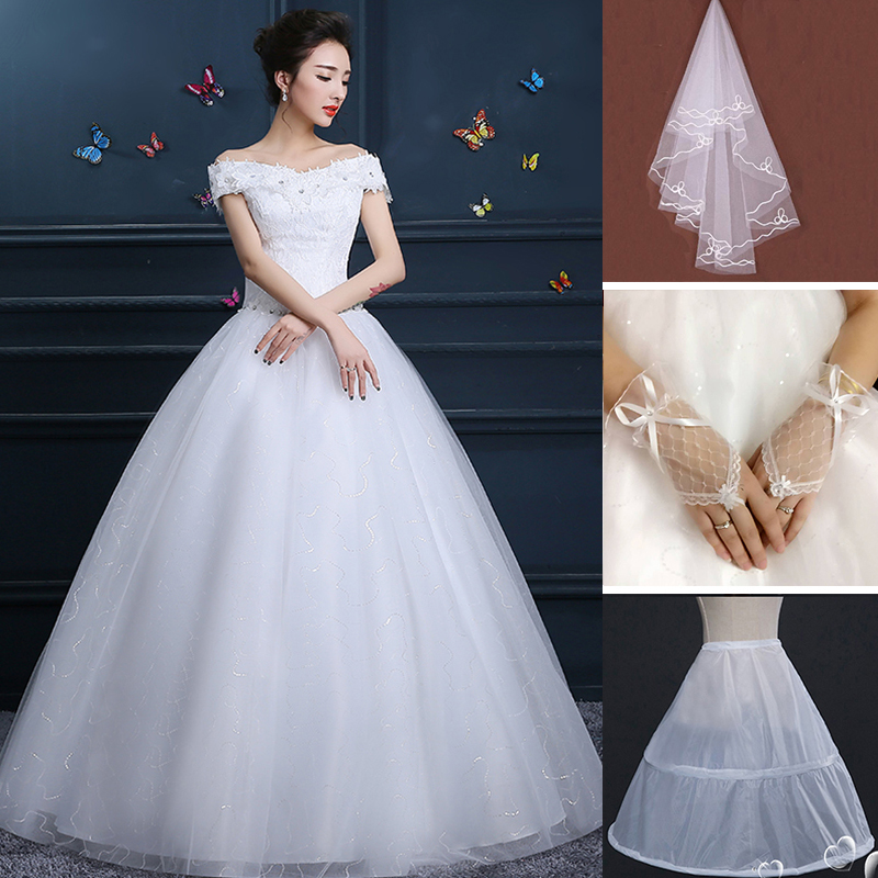 Gaun Pengantin Wanita Kerah V Gaya Korea