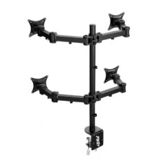 PWR + Quad-Monitor-Stand LED-LCD-Desk-Mount-Clamp untuk Empat 4 -layar Hingga 27-inch-Heavy-Duty Dapat Disesuaikan Sepenuhnya-Jenis-Internasional