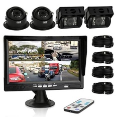 Pyle Kamera Tampilan Belakang Mobil dan Monitor Video, IP68 Tahan Air, Kelas Komersil 4 Kamera Modus Malam, 7 Inci Layar LCD untuk Trailer RV Truk, Truk Penjemputan Kargo Van Lain (PLCMTRS77) -Intl