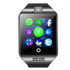 Q18 MTK6261D Pintar Jam Tangan W/Dibangun Di-Dalam Facebook Twitter Whats APP-Hitam-Internasional