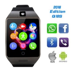 Q18S Bluetooth Smart Watch Mendukung NFC SIM GSM Kamera Video Electronics Kesehatan Montre Connecter untuk Android Nomor IOS Hp (hitam X89-Intl