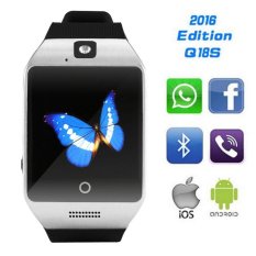 Q18S Bluetooth Smart Watch Mendukung NFC SIM GSM Kamera Video Electronics Kesehatan Montre Connecter untuk Android Nomor IOS Hp (silv-Intl