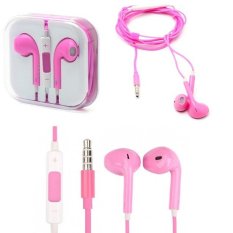 QC Handsfree iPhone For Headset iPhone / Earphone iPhone Model Stereo Volume - Pink