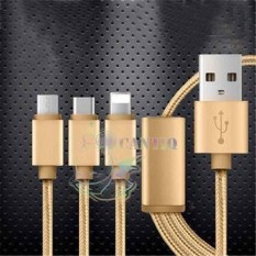 QCF Kabel Data 3in1 Cable 3in1 / Cable Data Lightning / Kabel Data Type C / Kabel Data Micro USB bisa buat charger dan transfer data Cable Data 3in1 - Gold