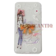 QCF Softcase Flower Untuk Samsung Galaxy J5 Prime Case Femininity & Shine Swarovsky Holder Ring Softshell / Jellycase / Silicone Case / Softcase Samsung - Holder Pita + Gadis kepang