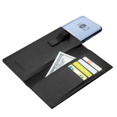 QIALINO Asli Dompet Kulit Dompet Pouch untuk ponsel 5,5 hingga 6,2 inci, iPhone X / 8 7 6 plus / Samsung Galaxy S8 Plus / Xiaomi / Huawei / Sony / Oppo, dll. Ukuran: 8 x 15,8 cm - Hitam-Intl