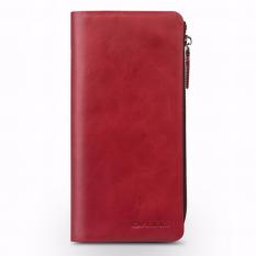 QIALINO Handmade Dompet Kulit Asli untuk IPhone 6 S Iphone 7 & IPhone 7 Plus Slot untuk Kartu 4.7 /5.5 Inch, Merah-Intl