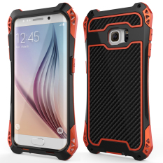 R-just Gundam Shockproof Double Warna OPS Cool Aluminium Logam Transformers Case Cover untuk Samsung Galaxy S6 EDGE + -hitam & Merah