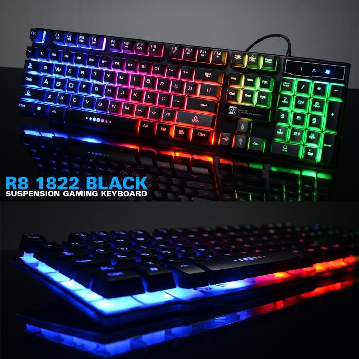 R8 1822 Bakclight Gaming Keyboard - Black