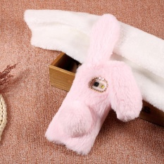 Rabbit Shape Fluffy Warm Fur TPU Cell Phone Case for Samsung Galaxy A5 (2017) - Pink - intl