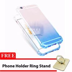 Rainbow Case Anti Crack Gradasi Vivo Y55 FREE Phone Holder Ring / Jelly Soft Case / Softshell Ultrathin Gradasi / Casing Vivo / Case HP Unik - Biru