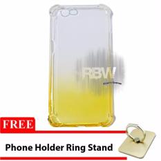 Rainbow Case Oppo A39 Soft Case Anti Shock Anti Crack Gradasi Colours + FREE Phone Holder Ring / Softshell Ultrathin Gradasi / Jelly Casing Oppo / Case HP Unik - Kuning