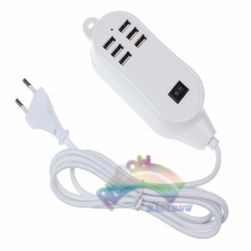 Rainbow Charger USB Hub 6 Port 30W 1,5m Line / Adapter Universal for All smartphone - Putih Rainbow Charger USB Hub 6 Port 30W 1,5m Line / Adapter Universal for All smartphone - Putih