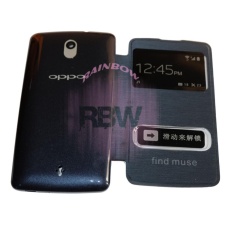 Rainbow Oppo Find Muse R821 Flip Cover Oppo R821 / Leather Case / Sarung Case / Sarung HP Oppo - Biru Tua