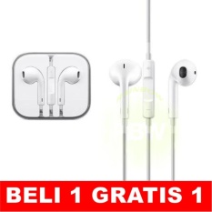 Rainbow iphone 5 Earphone iphone 6 Earphone Apple Earphone Iphone Handsfree with Mic Control (GRATIS BELI 1 DAPAT 1) - Putih