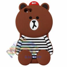 Rainbow Oppo F1S Selfie Expert A59 Silicone Soft Back Case 3D Karakter Beruang Cokelat Lis Baju Garis Hitam - Boy Bear Brown Line
