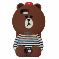 Rainbow Oppo Neo 5 A31 Silicone Soft Back Case 3D Beruang Cokelat Lis Baju Garis Hitam / Case HP / Casing Oppo / Silikon HP / Softcase Kartun / Soft Back Case Unik Lucu - Boy Bear Brown Line