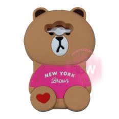 Rainbow Samsung Galaxy J1 Ace Sillicone Soft Case 3D Karakter Animasi Beruang With Clothes Mode / Casing Samsung J1 Ace / Silikon Samsung J1 Ace - Bear Brown Line New York