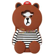 Rainbow Silikon 4D Samsung Galaxy J2 Prime boy Brown Line Baju Garis Hitam Putih / Silicone 3D / casing Samsung J2 Prime / Case Unik / Soft Case Boneka / Case Lucu - Bear Lis Black