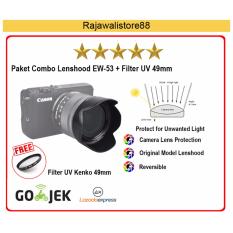 Rajawali Paket Combo Lenshood EW-53 + Filter UV 49mm (For Canon M10/M3 Kit 15-45 IS STM)
