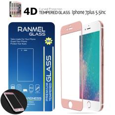 Ranmel 4D Full Curved Tempered Glass Warna Full Screen Cover For Iphone 7 Plus - Rose Gold