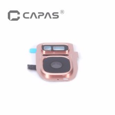 Belakang Belakang Kaca Kamera Lensa Flash Cover dengan Holder Bingkai Perbaikan Penggantian Suku Cadang untuk Samsung Galaxy S7 G930 S7 Edge G935-Intl