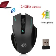 Rechargeable Wireless 2400DPI Gaming Mouse 2.4G Battery Gamer 6 Buttons Mice Pro - intl